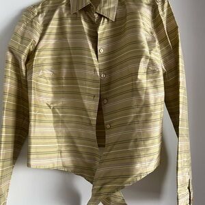 Ann Taylor Green and Purple Striped Shirt